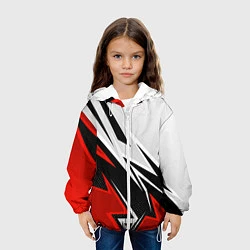 Куртка с капюшоном детская Бело-красная униформа для зала, цвет: 3D-белый — фото 2