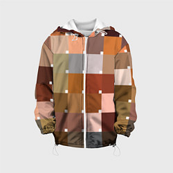 Куртка с капюшоном детская Brown squares, цвет: 3D-белый