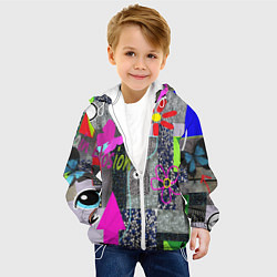 Куртка с капюшоном детская Техника пэчворк, цвет: 3D-белый — фото 2