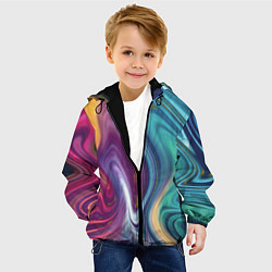 Куртка с капюшоном детская Красочные волны, цвет: 3D-черный — фото 2