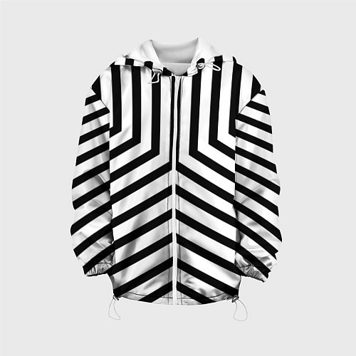 Детская куртка Черно-белые полосы в узоре / 3D-Белый – фото 1