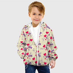 Куртка с капюшоном детская Любовь - надпись и сердечки, цвет: 3D-белый — фото 2