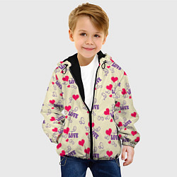 Куртка с капюшоном детская Любовь - надпись и сердечки, цвет: 3D-черный — фото 2