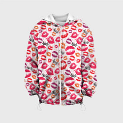 Куртка с капюшоном детская Поцелуи - kiss, цвет: 3D-белый