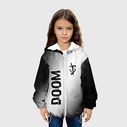 Куртка с капюшоном детская Doom glitch на светлом фоне: надпись, символ, цвет: 3D-белый — фото 2