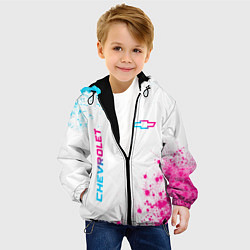 Куртка с капюшоном детская Chevrolet neon gradient style: надпись, символ, цвет: 3D-черный — фото 2