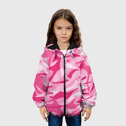 Куртка с капюшоном детская Камуфляж в розовом, цвет: 3D-черный — фото 2