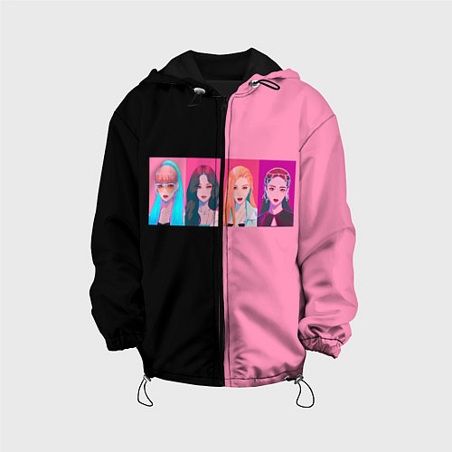 Детская куртка Группа Black pink на черно-розовом фоне / 3D-Черный – фото 1