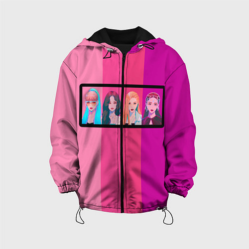 Детская куртка Группа Black pink на фоне оттенков розового / 3D-Черный – фото 1