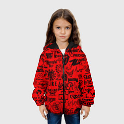 Куртка с капюшоном детская Лучшие рок группы на красном, цвет: 3D-черный — фото 2
