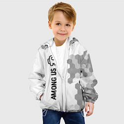 Куртка с капюшоном детская Among Us glitch на светлом фоне: по-вертикали, цвет: 3D-белый — фото 2