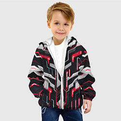 Куртка с капюшоном детская Кибер броня красная, цвет: 3D-белый — фото 2