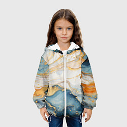 Куртка с капюшоном детская Мраморная абстракция, цвет: 3D-белый — фото 2