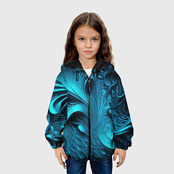 Куртка с капюшоном детская Неоновые объемные узоры, цвет: 3D-черный — фото 2