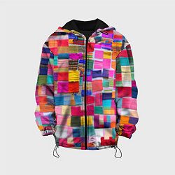 Куртка с капюшоном детская Разноцветные лоскутки, цвет: 3D-черный