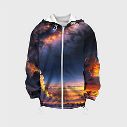 Куртка с капюшоном детская Млечный путь и облака на закате, цвет: 3D-белый