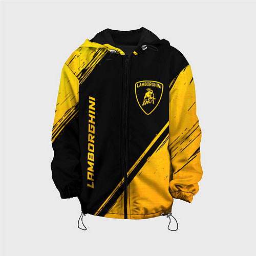 Детская куртка Lamborghini - gold gradient: надпись, символ / 3D-Черный – фото 1