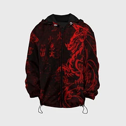 Куртка с капюшоном детская Красный дракон - иероглифы, цвет: 3D-черный