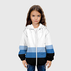 Куртка с капюшоном детская Полосы синий, цвет: 3D-белый — фото 2