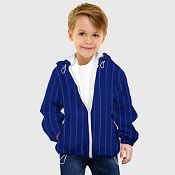Куртка с капюшоном детская Полосатый насыщенный синий, цвет: 3D-белый — фото 2
