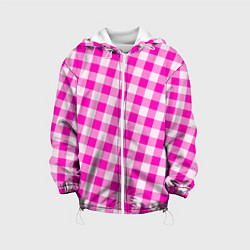 Куртка с капюшоном детская Розовая клетка Барби, цвет: 3D-белый