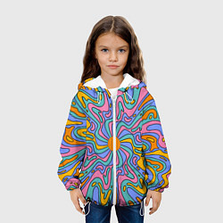 Куртка с капюшоном детская Абстрактный психоделический рисунок, цвет: 3D-белый — фото 2