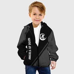 Куртка с капюшоном детская Angels of Death glitch на темном фоне: надпись, си, цвет: 3D-черный — фото 2