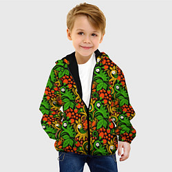 Куртка с капюшоном детская Русское народное искусство - хохлома, цвет: 3D-черный — фото 2
