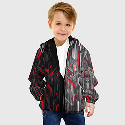 Куртка с капюшоном детская Киберпанк стена, цвет: 3D-черный — фото 2