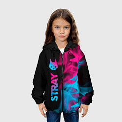 Куртка с капюшоном детская Stray - neon gradient: по-вертикали, цвет: 3D-черный — фото 2