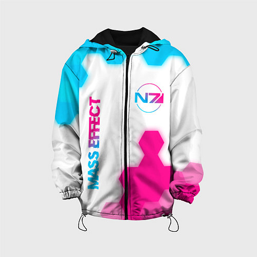 Детская куртка Mass Effect neon gradient style: надпись, символ / 3D-Черный – фото 1