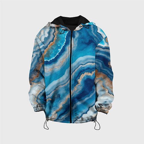 Детская куртка Текстура голубого океанического агата / 3D-Черный – фото 1