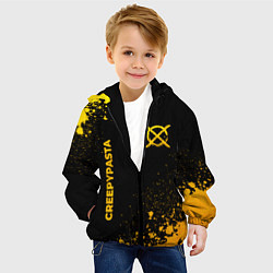 Куртка с капюшоном детская CreepyPasta - gold gradient: надпись, символ, цвет: 3D-черный — фото 2