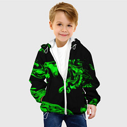 Куртка с капюшоном детская Зеленый светящийся дым, цвет: 3D-белый — фото 2