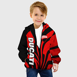 Куртка с капюшоном детская Ducati - red stripes, цвет: 3D-черный — фото 2