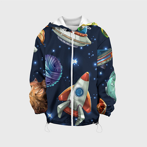 Детская куртка Космические корабли и планеты / 3D-Белый – фото 1