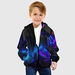 Куртка с капюшоном детская Неоновые частицы, цвет: 3D-черный — фото 2