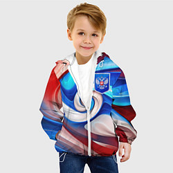 Куртка с капюшоном детская Абстракция герб России, цвет: 3D-белый — фото 2