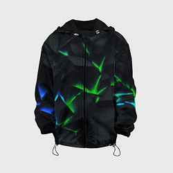 Куртка с капюшоном детская Зеленые и синие плиты, цвет: 3D-черный