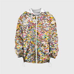 Куртка с капюшоном детская Паттерн смайлы эмоджи, цвет: 3D-белый