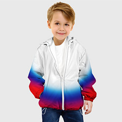 Куртка с капюшоном детская Флаг России градиент, цвет: 3D-белый — фото 2