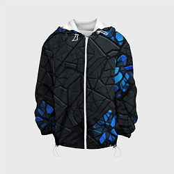 Куртка с капюшоном детская Черные плиты с синими вставками, цвет: 3D-белый