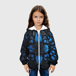Куртка с капюшоном детская Синий абстрактный узор на плитах, цвет: 3D-белый — фото 2