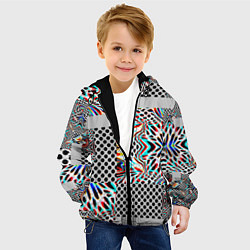 Куртка с капюшоном детская Абстракция электро, цвет: 3D-черный — фото 2