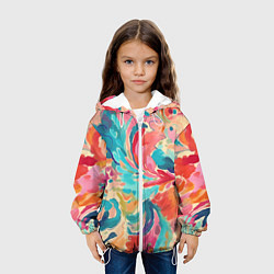 Куртка с капюшоном детская Акварельная абстракция, цвет: 3D-белый — фото 2