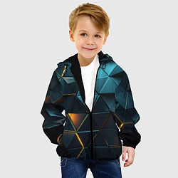 Куртка с капюшоном детская Объемные частицы с подсветкой, цвет: 3D-черный — фото 2