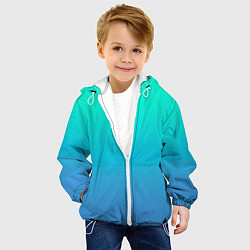 Куртка с капюшоном детская Градиент сине-зелёный светлый, цвет: 3D-белый — фото 2