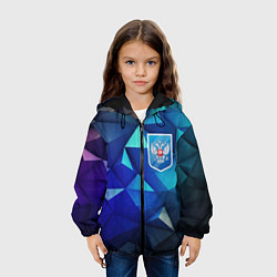 Куртка с капюшоном детская Russia blue abstract, цвет: 3D-черный — фото 2