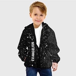 Куртка с капюшоном детская Evangelion glitch на темном фоне: по-вертикали, цвет: 3D-черный — фото 2