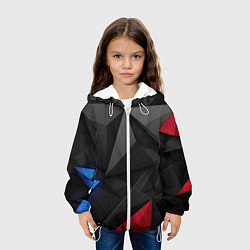 Куртка с капюшоном детская Black blue red elements, цвет: 3D-белый — фото 2